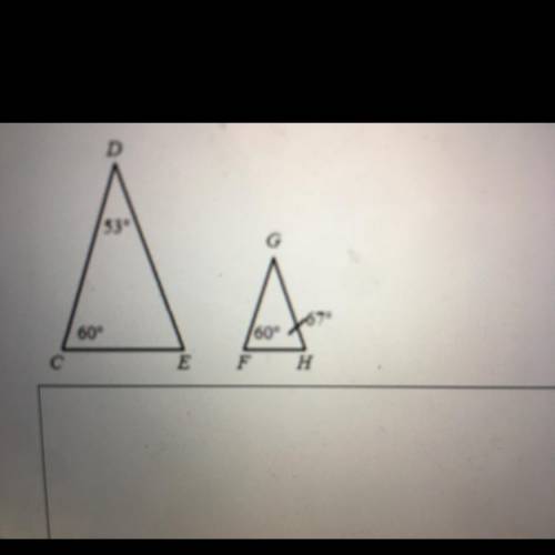 PLEASE HELP!! 7. Are the two triangles similar? How do you know?