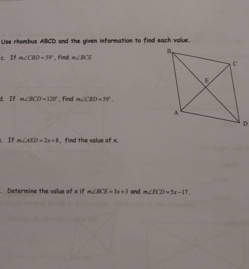 Use rhombus ABCD and the given information to find each value.