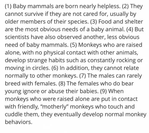 Please help. I’ll mark as brainliest if correct. Choose the implied main idea.  A. Baby mammals need