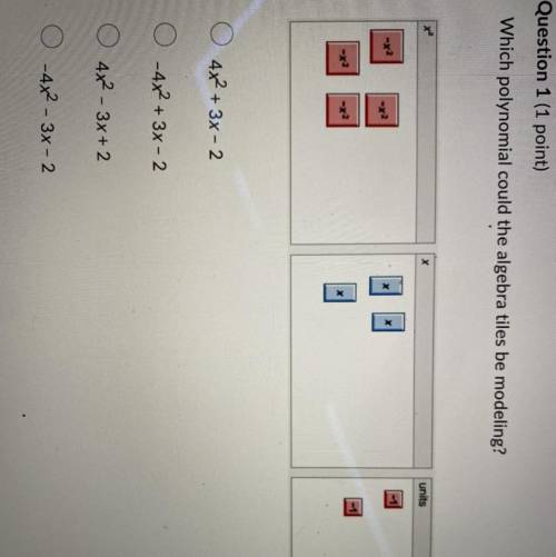 Which polynomial could the algebra tiles be modeling?