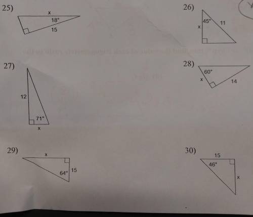 Label the sides opposite, adjacent, or hypotenuse, then find the missing side. Round to the nearest