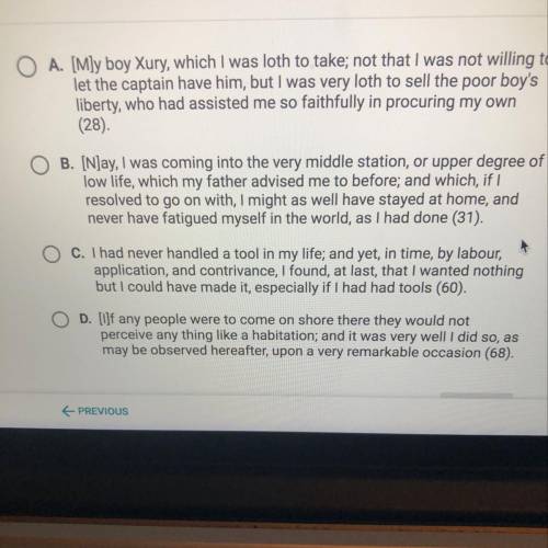 Which sentence from Defoe's Robinson Crusoe best illustrates the concepts found in the Great Chain o