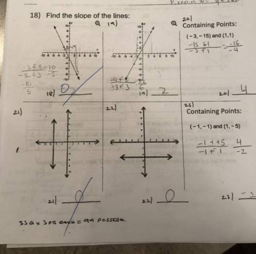 I need help on finding the slope of the lines for number 21?