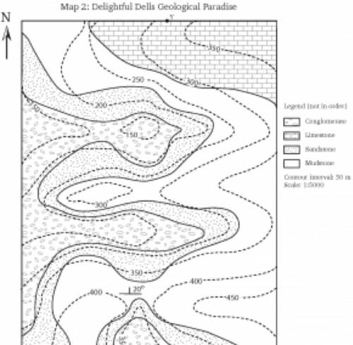 Draw a geological cross-section between the points X and Y indicated on Map.