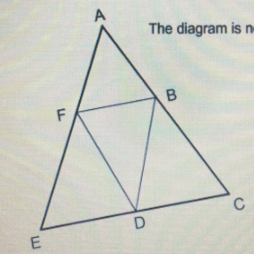 Points B, D, and Fare midpoints of the sides of angle ACE. EC = 39 and DF = 18. Find AC 9 78 39 36