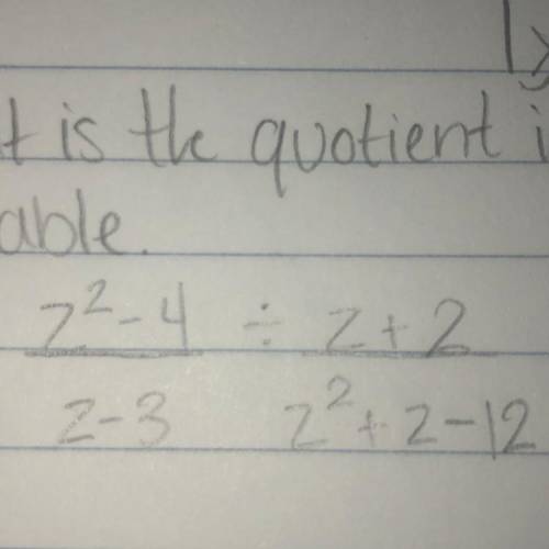 What is the quotient in simplest form? State any restrictions on the variable.  z^2-4/z-3 (divided b