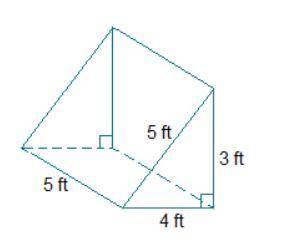 What is the surface area of the triangular prism? A triangular prism. The rectangular sides are 5 fe