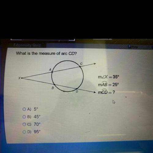What is the measure of arc CD? Picture included!
