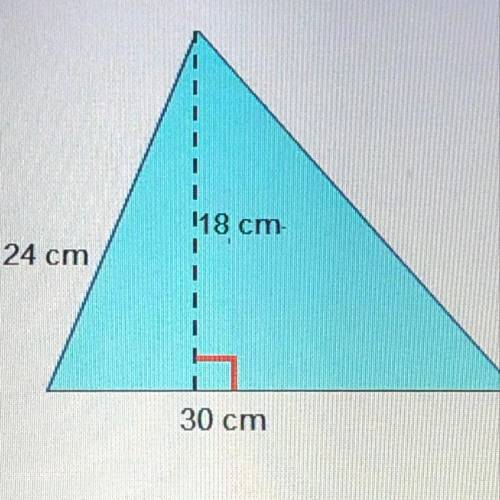What is the area of the triangle? 216 cm 270 cm 360 cm 540 cm