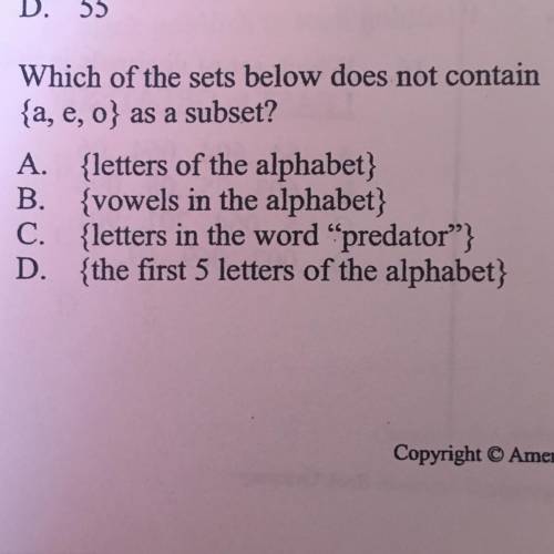 Which of the sets below does not contain {a,e,o} as a subset?