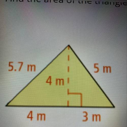 What the area of the triangle  A. 12 m sq. B. 14 m sq. C. 16m sq. D. 28 m sq.