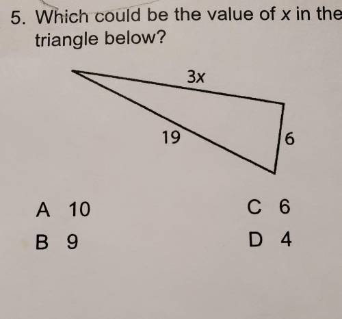 Which could be the value of x in the triangle below?