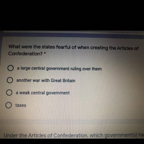 What were the states fearful of when creating the Articles of Confederation?