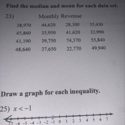 Find the median and mean for each data set.