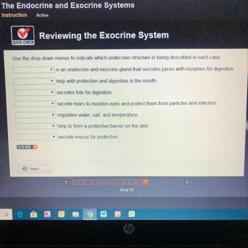 Use the drop-down menus to indicate which endocrine structure is being described in each case. ___is