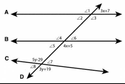 25 POINTS PLEASE HELP QUICK  In the following diagram line C intersects line D. Figure may not be dr