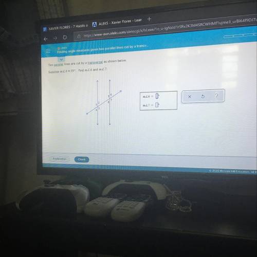 Two parallel lines are cut by a transversal as shown below.