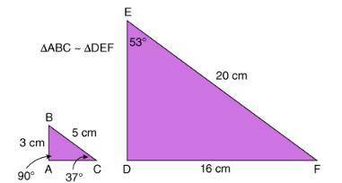 In the similar triangles below, what is the measure of ∠B 37° 53° 74° 90°