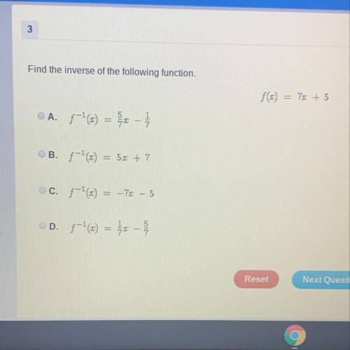 Find the inverse of the following function. F(x) = 7x+5