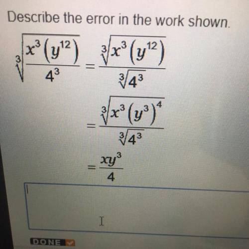 Describe the error in the work shown