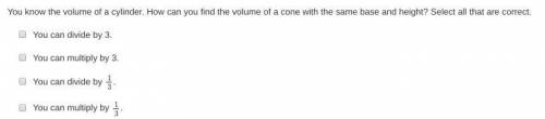 How can you find the volume of a cone with the same base and height?