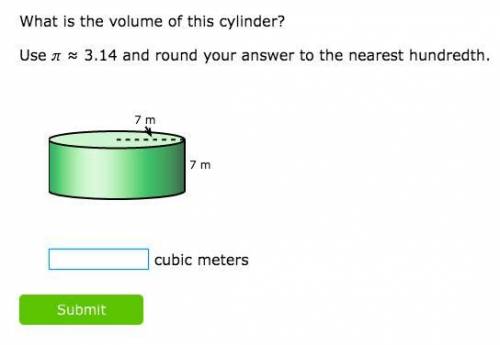 Help, please. What is the volume of this cylinder?