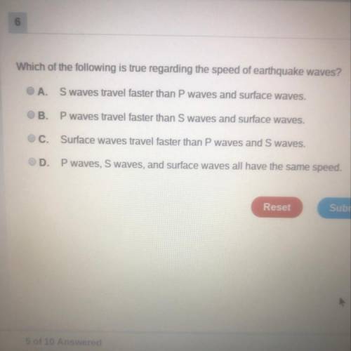 Which of the following is true regrading the speed of earthquake waves?