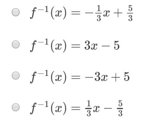 What is the inverse of f(x)=−3x+5 ?