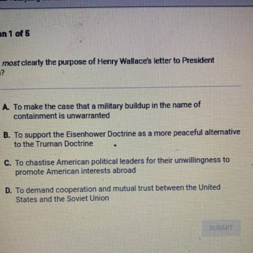 What is most clearly the purpose of Henry Wallace's letter to President Truman?