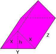 If X = 9 units, Y = 14 units, Z = 17 units, and h = 6 units, what is the surface area of the triangu