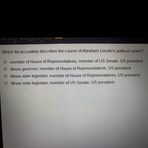 Which list accurately describes the course of abraham lincolns political career ?