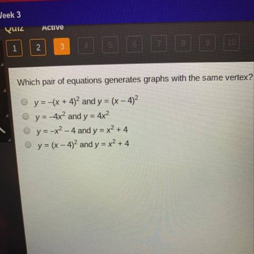 Which pair of equations generate graphs with the same vertex