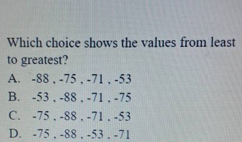HALPPPPPPPPPPPPPwhich choice shows the values from least to greatest?