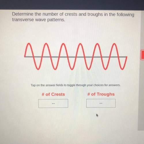 Determine the number of crests and troughs in the following transverse wave patterns.