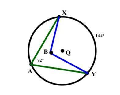 In the diagram below, the measure of angle XAY is 72° (m∠XAY = 72°). Since the measure of the interc