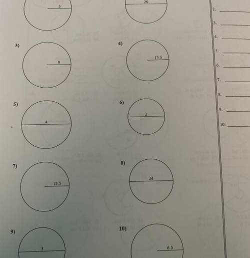 Areas of the circles ?