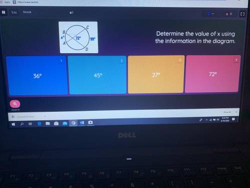 Determine the value of x using the information in the diagram.