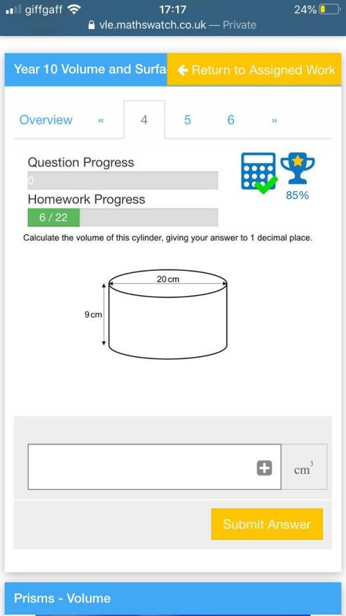 Calculate the value of this cylinder and give your answer to 1 decimal place.