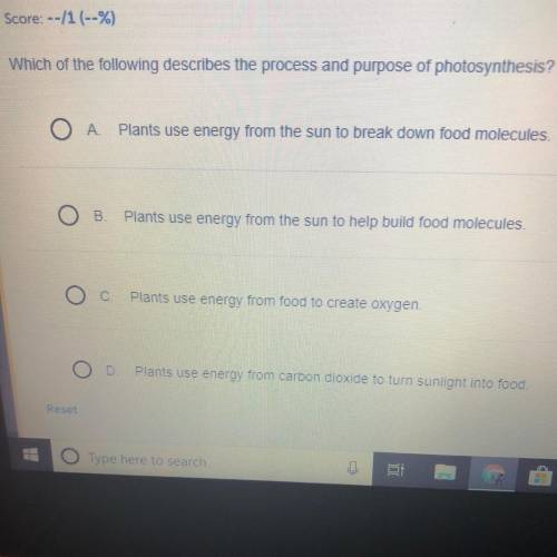 Which of the following describes the process and purpose of photosynthesis