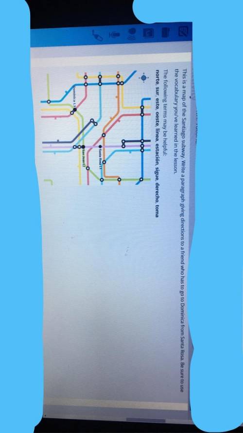This is a map of the Santiago subway. Write a paragraph giving directions to a friend who has to go