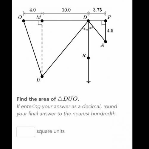 How do I find the area for triangle DUO?