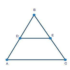 In ΔABC shown below, BD over BA equals BE over BC: Triangle ABC with segment DE intersecting sides A