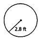 What is the area of the circle below? Use 3.14 for pi and round to the nearest tenth A. 17.6 B.24.6