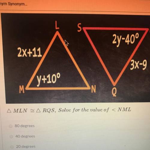 Need math help!! answer choices are 80 , 40, 20, and 60