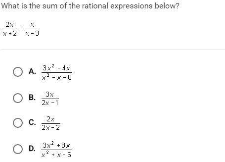 What is the sum of the rational expressions below? Time sensitive!!!