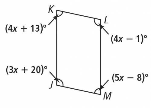 If JKLM is a parallelogram, what is m∠K?