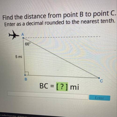 Find the distance from point b to point c