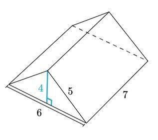 Find the surface area of the triangular prism shown below. Plz I really need help right now I know i