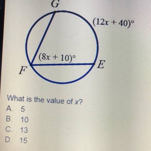 What is the value of X A 5 B 10 C 13 D 1