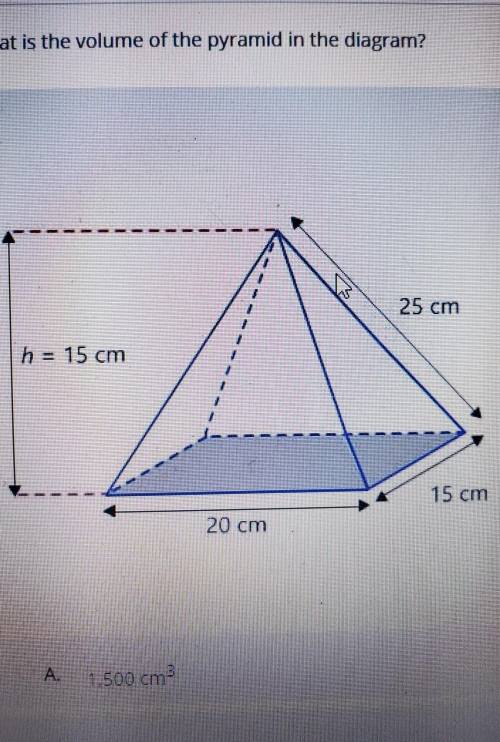What is the volume of the pyramid in the diagram?